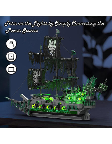 JMBricklayer Barco Pirata Fantasma 40001 con Luces LED