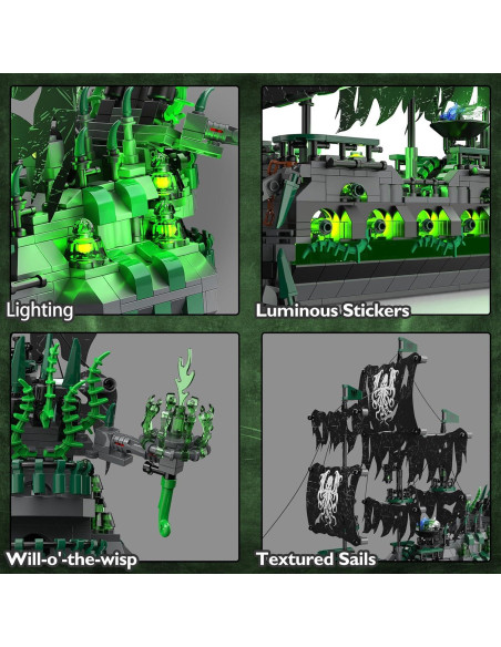 JMBricklayer Barco Pirata Fantasma 40001 con Luces LED