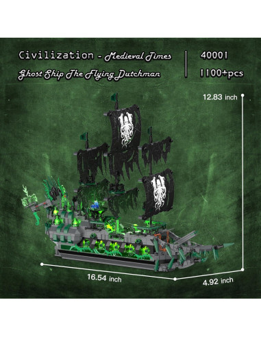JMBricklayer Barco Pirata Fantasma 40001 con Luces LED