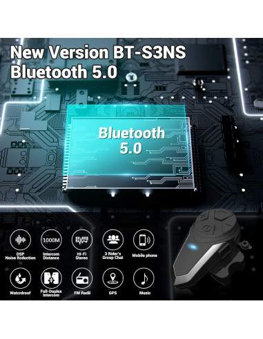 Auriculares Bluetooth SHENZHEN BT-S3 2 Unidades Intercomunicador