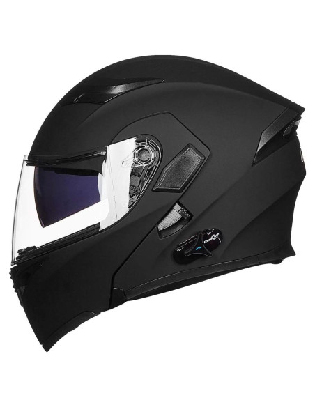 Casco de Motocicleta Bluetooth ILM 902BT Negro Mate Grande