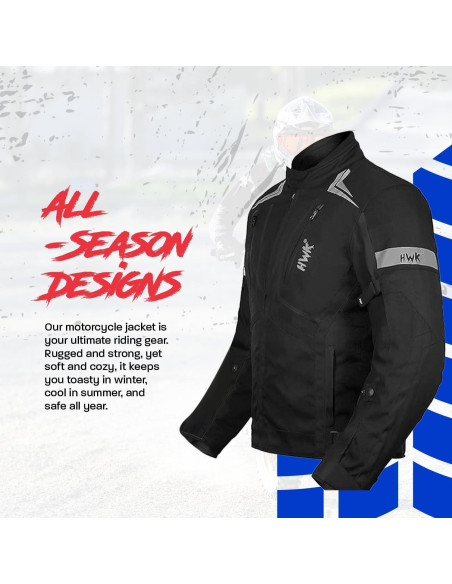 Chaqueta de Motocicleta HWK Scorpion Negra Grande