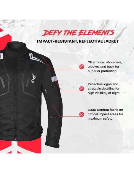 Chaqueta de Motocicleta HWK Scorpion Negra Grande