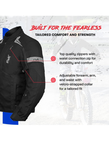 Chaqueta de Motocicleta HWK Scorpion Negra Grande