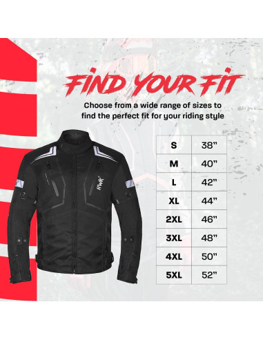 Chaqueta de Motocicleta HWK Scorpion Negra Grande