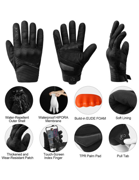 Guantes de Moto INBIKE Impermeables Térmicos Talla Grande
