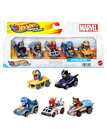 Hot Wheels Marvel RacerVerse Paquete de 5 Autos 1:64