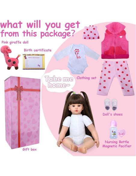 Muñeca Reborn Kdudgso 60 cm Realista con Accesorios