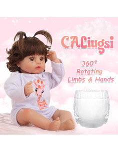 Muñeca Reborn 48 cm CALiugsi Realista con Chupete y Kit 2
