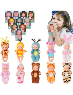 Juego de 10 Muñecas Bebé Reborn Mini 11 cm con Ropa Variada 2