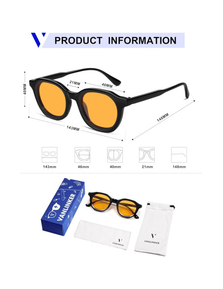 Gafas de sol redondas retro VANLINKER VL9829 UV400 46mm