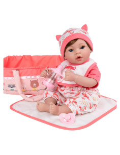 Muñeca Reborn Aori Niña Realista 45.72 cm con Cuna y Accesorios