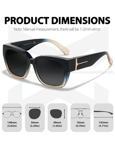 Gafas de sol Myiaur Fit Over polarizadas UV400 para mujer