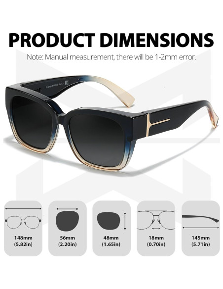 Gafas de sol Myiaur Fit Over polarizadas UV400 para mujer