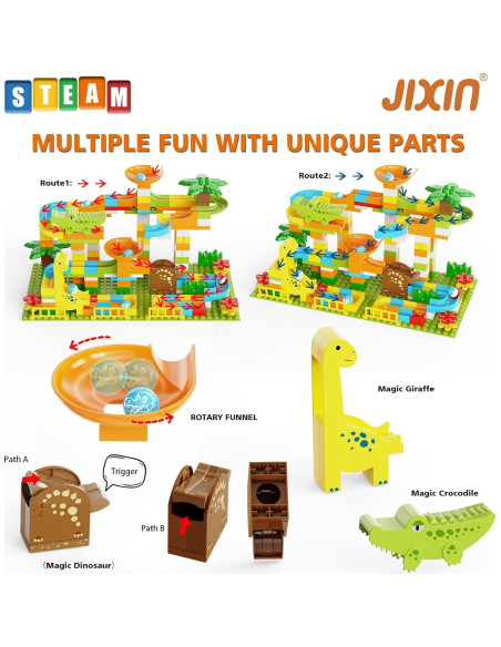 Carrera de Canicas JIXIn 187Pcs Dinosaurios para Niños