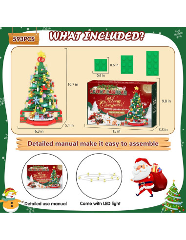 Calendario de Adviento 2025 Lego Árbol de Navidad LED 24 Días