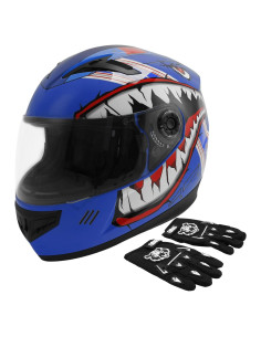 Casco Integral TCT-MOTORPARTS Azul Tiburón para Niños