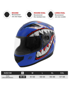 Casco Integral TCT-MOTORPARTS Azul Tiburón para Niños 2