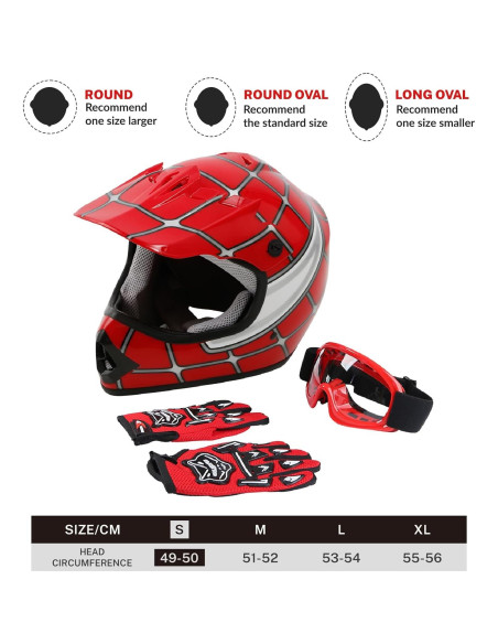 Casco de Motocross SLMOTO Rojo Araña Juvenil + Gafas + Guantes