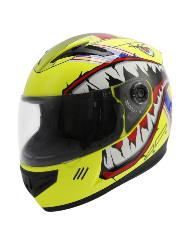 Casco Integral SLMOTO para Niños Amarillo Boca de Tiburón