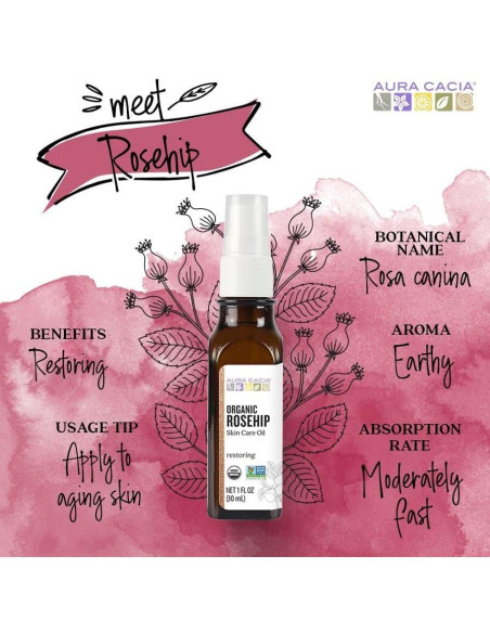 Aceite de Rosa Mosqueta Aura Cacia 29.57 ml Orgánico