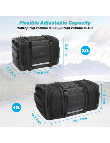 Bolsa de Cola para Motocicleta MOSISO Expandible 32L-48L