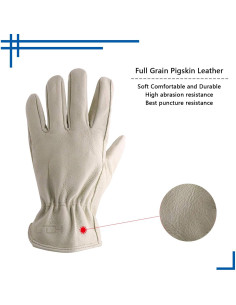 Guantes de Trabajo HLDD de Cuero de Cerdo Reforzados 2