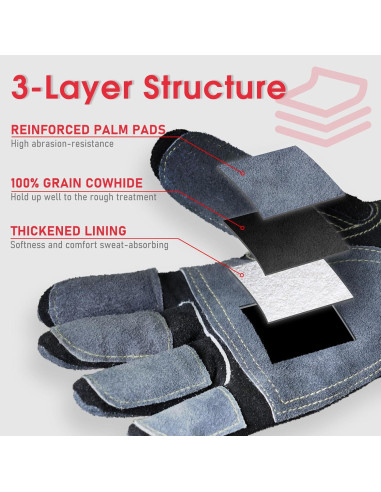 Guantes de Trabajo Yeswelder de Cuero Reforzados L