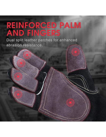 Guantes de Trabajo Yeswelder de Cuero Reforzados L