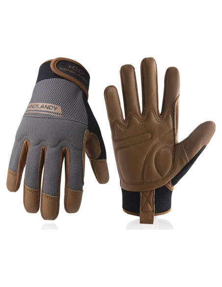 Guantes de Trabajo HLDD HANDLANDY Medianos de Cuero Marrón