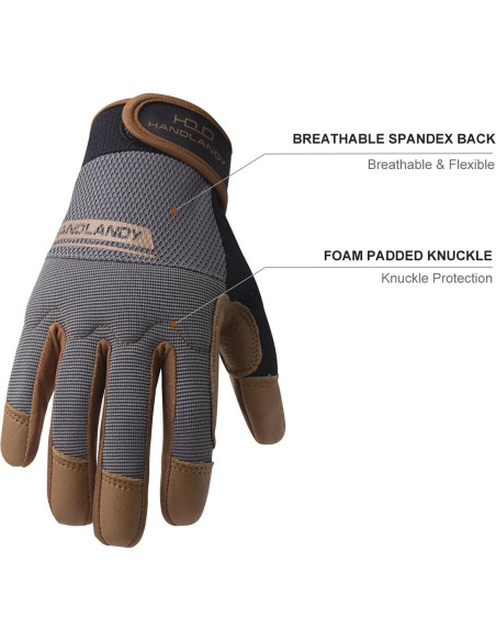 Guantes de Trabajo HLDD HANDLANDY Medianos de Cuero Marrón