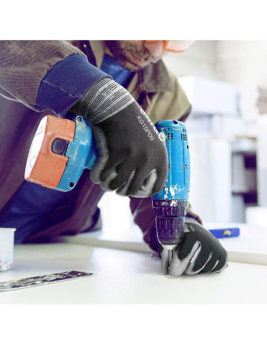 Guantes de Trabajo KAYGO PU 12 Pares Nylon Transpirables