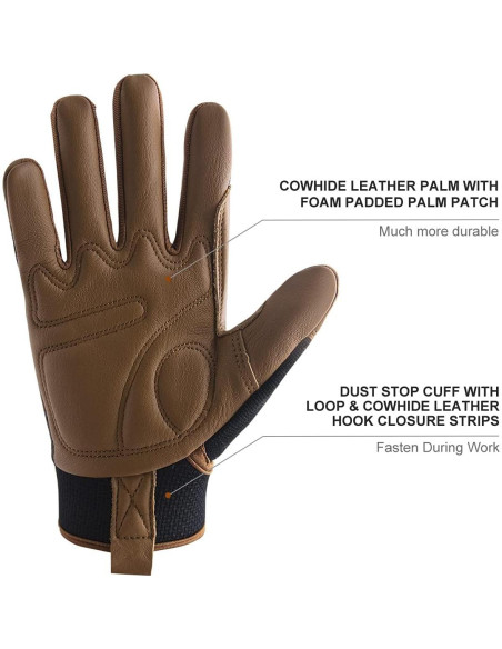 Guantes de Trabajo HLDD HANDLANDY Medianos de Cuero Marrón
