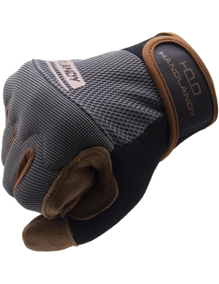 Guantes de Trabajo HLDD HANDLANDY Medianos de Cuero Marrón