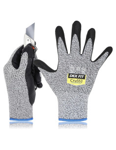 Guantes Resistentes a Cortes DEX FIT Cru553 - Ajuste 3D, Gris L