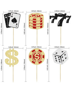 Ephlyn 24 Toppers de Cupcake Tema Póker Decoración Fiesta 2
