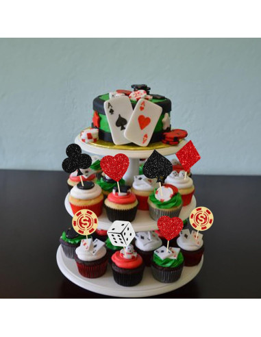 Ephlyn 24Pcs Decoraciones para Cupcakes Casino Las Vegas
