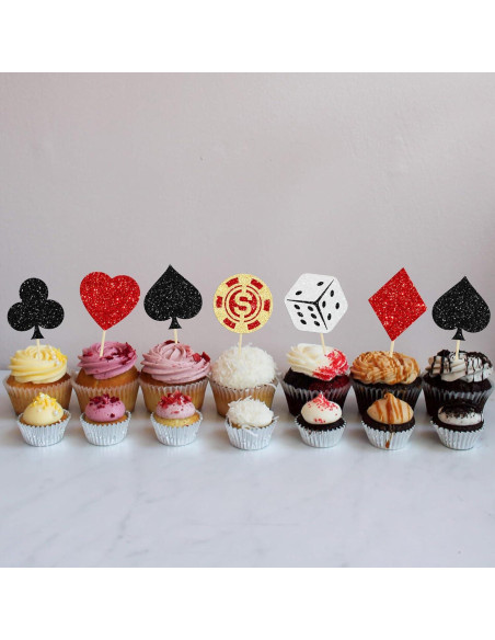Ephlyn 24Pcs Decoraciones para Cupcakes Casino Las Vegas