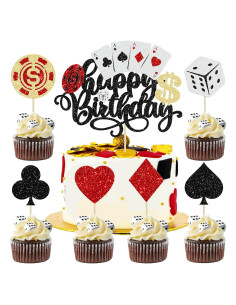 Toppers de Cupcake de Casino Ephlyn 25 Piezas Decorativos