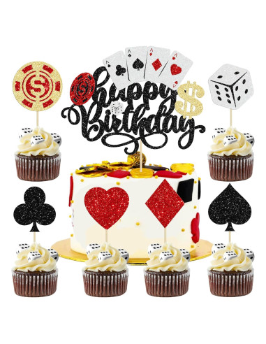 Toppers de Cupcake de Casino Ephlyn 25 Piezas Decorativos