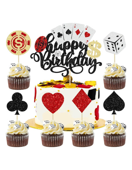 Toppers de Cupcake de Casino Ephlyn 25 Piezas Decorativos