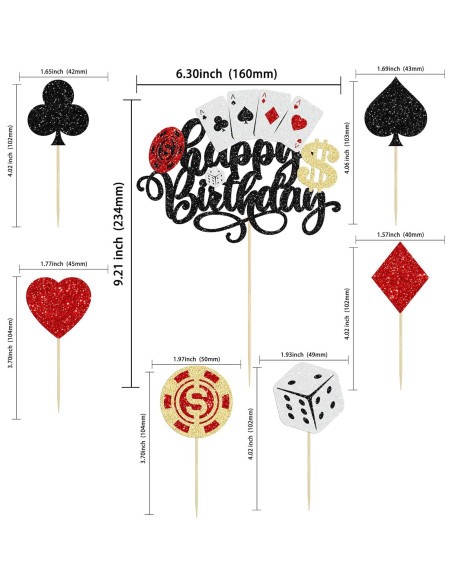 Toppers de Cupcake de Casino Ephlyn 25 Piezas Decorativos