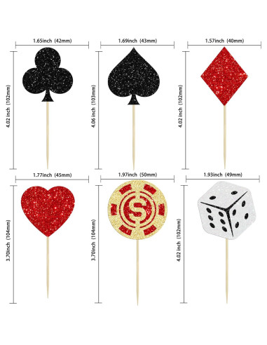 Toppers de Cupcake de Casino Ephlyn 25 Piezas Decorativos