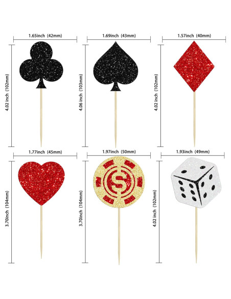 Toppers de Cupcake de Casino Ephlyn 25 Piezas Decorativos