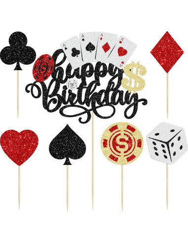 Toppers de Cupcake de Casino Ephlyn 25 Piezas Decorativos
