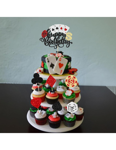 Toppers de Cupcake de Casino Ephlyn 25 Piezas Decorativos