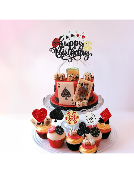 Toppers de Cupcake de Casino Ephlyn 25 Piezas Decorativos