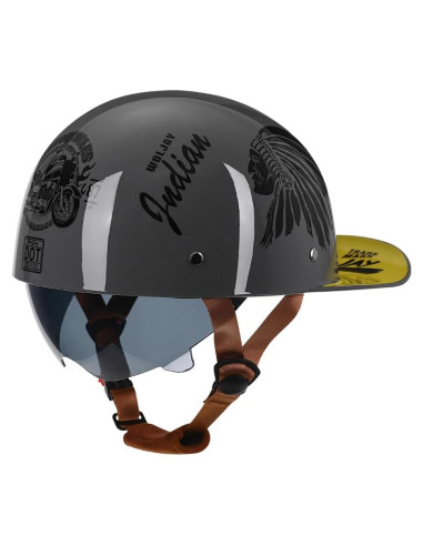 Casco de motocicleta Woljay Jr108 gris indio XX-Large