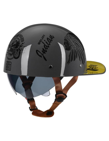 Casco de motocicleta Woljay Jr108 gris indio XX-Large