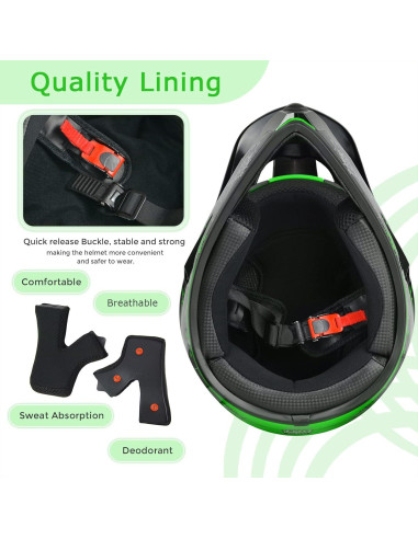 Casco de Motocross SanQing Verde Pequeño Aprobado por DOT